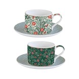 EASY LIFE porcelāna tasīšu komplekts ar šķīvīšiem "Floral fantasy", 2 vnt., 240 ml  | 1