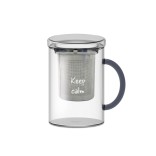 WD LIFESTYLE stikla krūze ar sietiņu "Keep calm", 420 ml  | 1