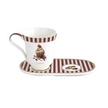EASY LIFE porcelāna krūze ar apakštasi "Sweet moments" 350 ml | 1