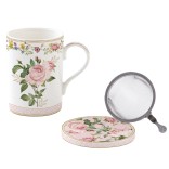 EASY LIFE porcelāna krūze ar vāciņu un sietu "Chant des Roses", 350 ml  | 1