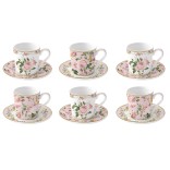 EASY LIFE porcelāna espresso tasīšu un apakštasīšu komplekts "Chant des Roses" 6 gab., 100 ml | 1