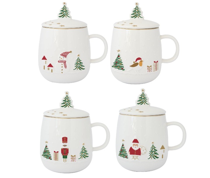 EASY LIFE porcelāna krūze ar vāciņu un sietiņu "Let it snow" 450 ml | 1
