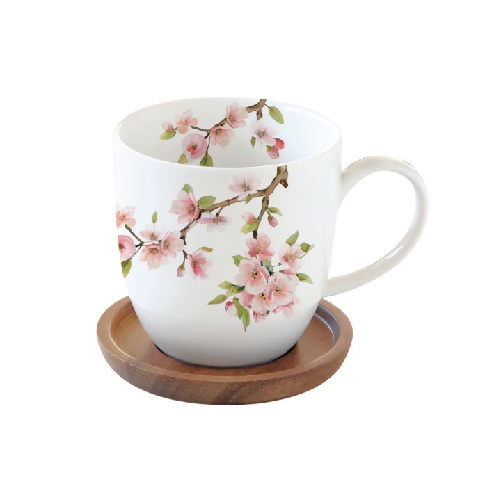 EASY LIFE porcelāna krūze ar vāku "Sakura", 350 ml  | 1