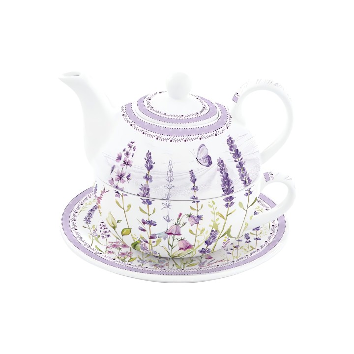 EASY LIFE krūzītes un tējkannas komplekts "Lavender field", 350 ml  | 1