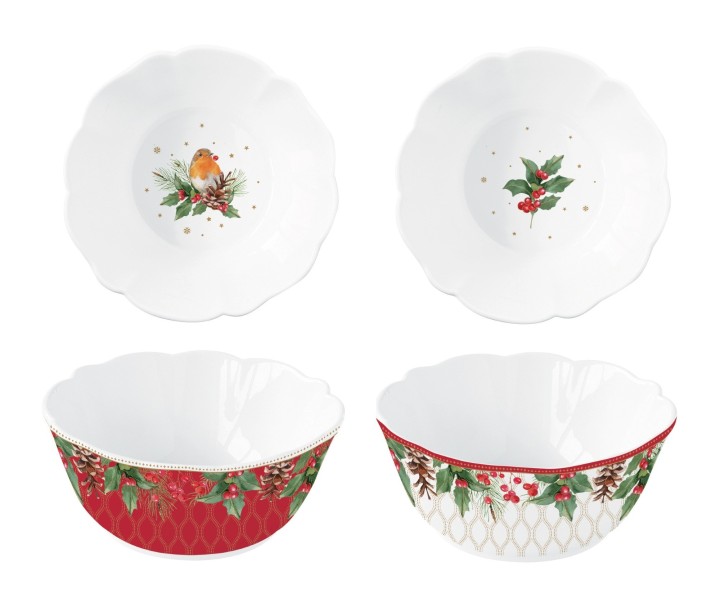 EASY LIFE porcelāna bļodu komplekts "Christmas berries" 2 gab., Ø 14 cm | 1
