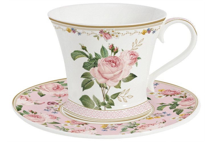 EASY LIFE porcelāna krūze ar apakštasi "Chant des Roses", 350 ml  | 1