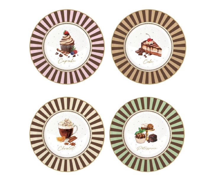 EASY LIFE porcelāna šķīvju komplekts "Sweet moments" 4 gab., Ø 19 cm | 1