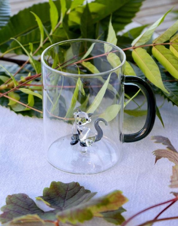 WD LIFESTYLE stikla krūze ar figūriņu "Cat", 420 ml  | 2