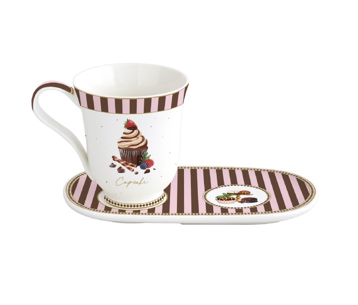 EASY LIFE porcelāna krūze ar apakštasi "Sweet moments" 350 ml | 1