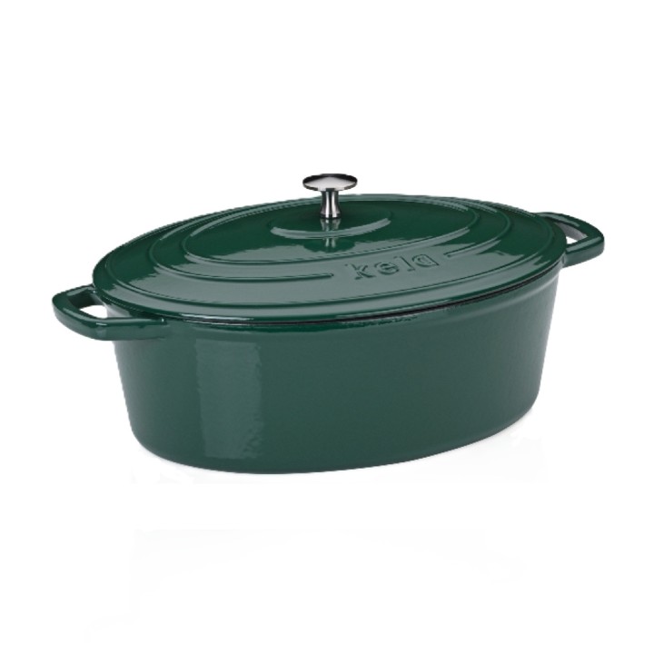 KELA čuguna sautējamais katls ar vāku "Calido" 33 x 26 cm, 6 l | 1