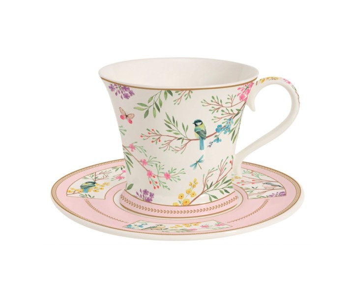 EASY LIFE porcelāna krūze ar apakštasi "Birds melody", 350 ml  | 1