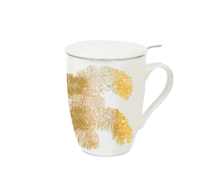 WD LIFESTYLE porcelāna krūze ar vāciņu un sietu "Singapore", 330 ml  | 1
