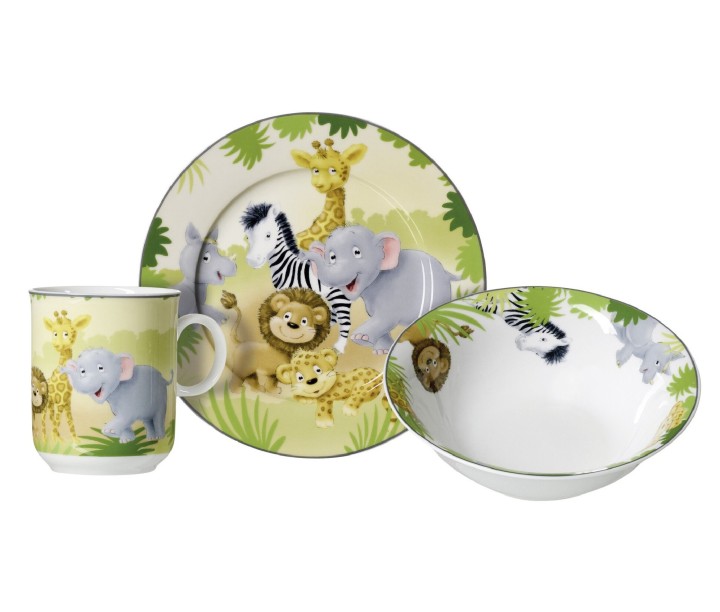 RITZENHOFF & BREKER porcelāna bērnu trauku komplekts "Afrikatiere", 3 daļas  | 1