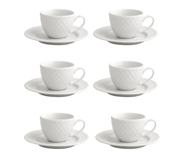 BRANDANI porcelāna tasīšu komplekts ar šķīvīšiem "Burlesque" 6 gab., 50 ml | 1